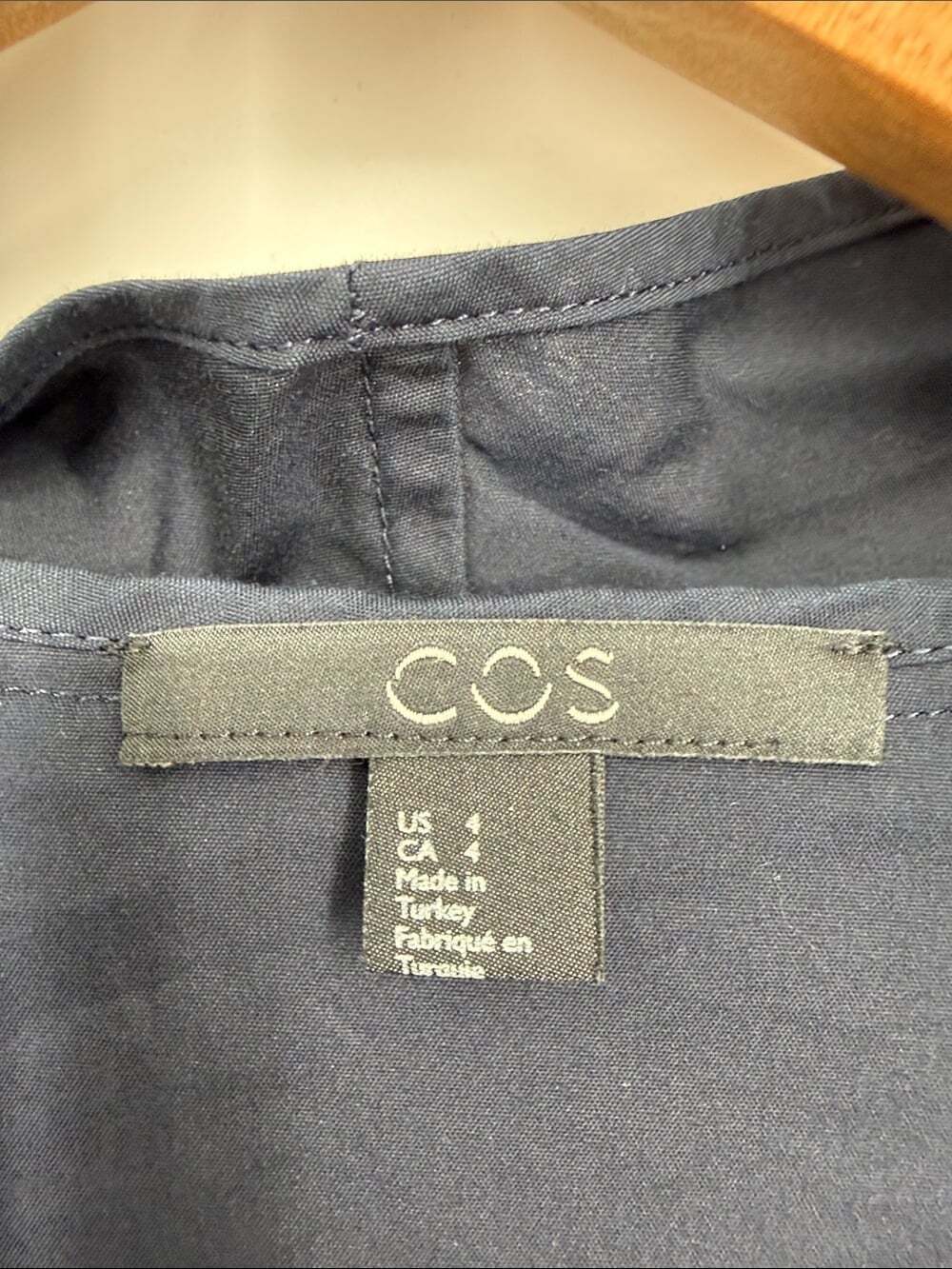 COS Navy Button-Up Collared Shirt - Picture 2 of 5